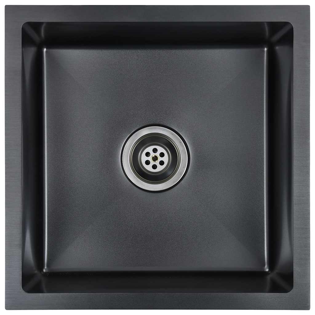 Lavello da Cucina Lavorato a Mano-Lavandino-Lavabo Nero in Acciaio Inox 897910