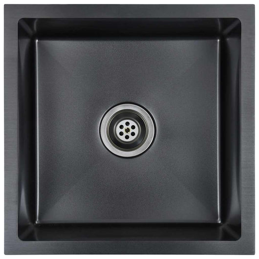 Lavello da Cucina Lavorato a Mano-Lavandino-Lavabo Nero in Acciaio Inox 897910