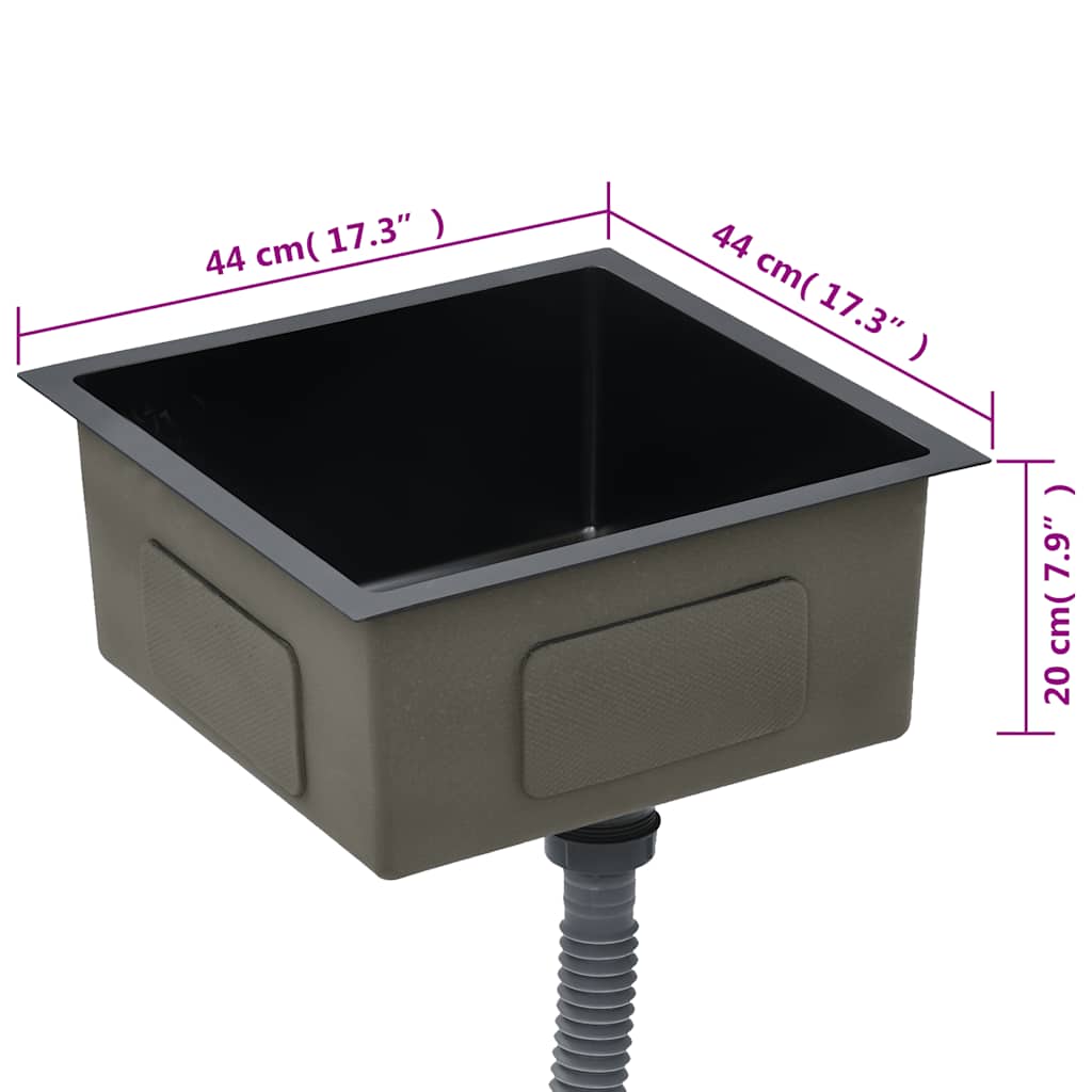 Lavello da Cucina Lavorato a Mano Nero in Acciaio Inox 145083