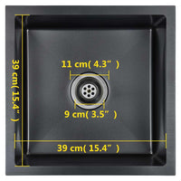 Lavello da Cucina Lavorato a Mano Nero in Acciaio Inox 145083