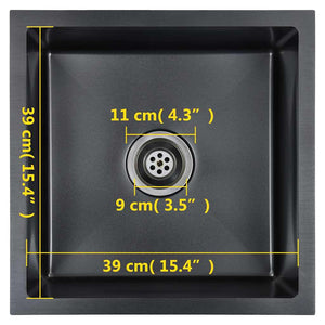 Lavello da Cucina Lavorato a Mano Nero in Acciaio Inox 145083