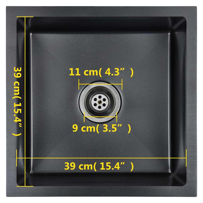 Lavello da Cucina Lavorato a Mano Nero in Acciaio Inox 145083