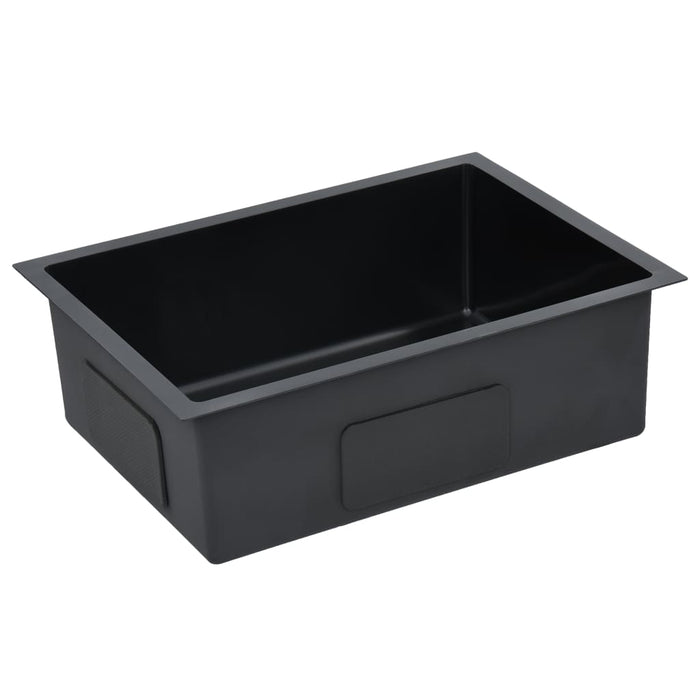 Lavello da cucina fatto a mano con filtro in acciaio inox nero 02_0002369