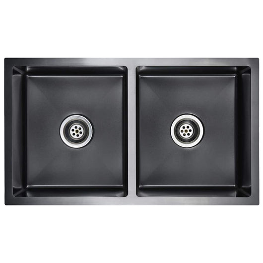 Lavello da Cucina Lavorato a Mano-Lavandino-Lavabo Nero in Acciaio Inox 936242