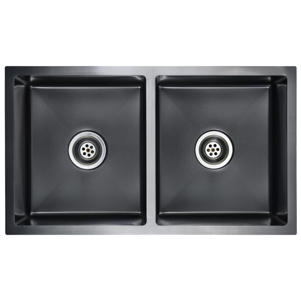 Lavello da cucina fatto a mano con filtro 76 x 44 cm acciaio inox nero 02_0002370