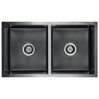 Lavello da cucina fatto a mano con filtro 76 x 44 cm acciaio inox nero 02_0002370