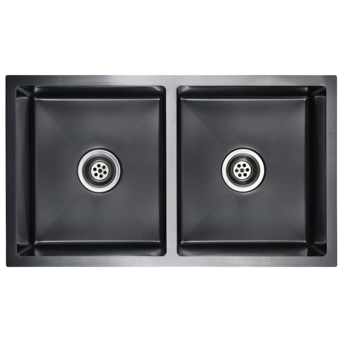 Lavello da cucina fatto a mano con filtro 76 x 44 cm acciaio inox nero 02_0002370