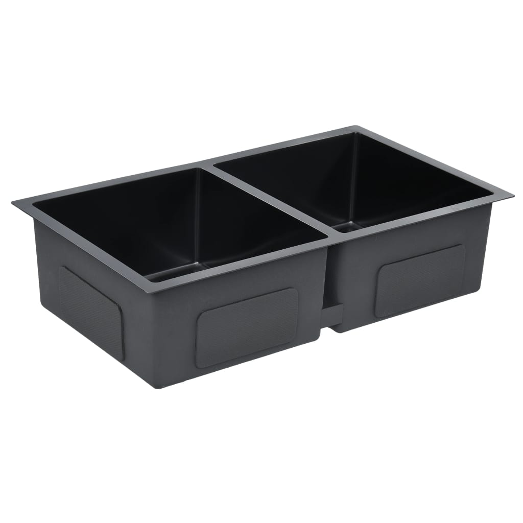 Lavello da cucina fatto a mano con filtro 76 x 44 cm acciaio inox nero 02_0002370