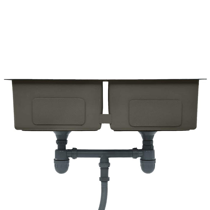 Lavello da Cucina Lavorato a Mano Nero in Acciaio Inox 145085