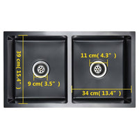 Lavello da Cucina Lavorato a Mano Nero in Acciaio Inox 145085