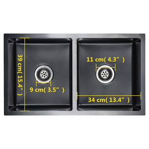 Lavello da Cucina Lavorato a Mano Nero in Acciaio Inox 145085