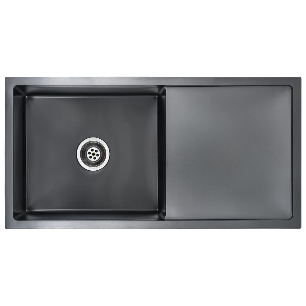 Lavello da cucina fatto a mano con filtro in acciaio inox nero 02_0002371