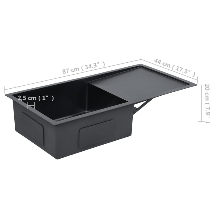Lavello da cucina fatto a mano con filtro in acciaio inox nero 02_0002371