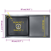 Lavello da Cucina Lavorato a Mano Nero in Acciaio Inox 145086