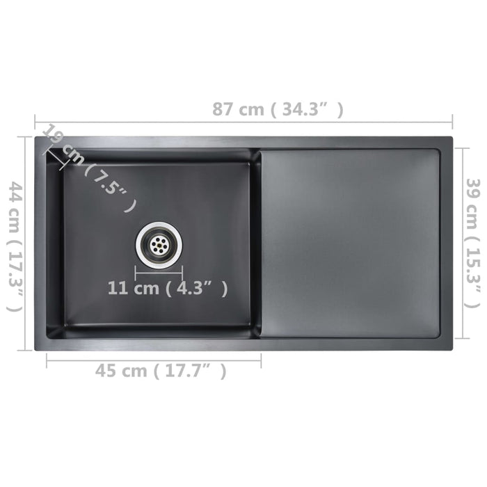 Lavello da cucina fatto a mano con filtro in acciaio inox nero 02_0002371