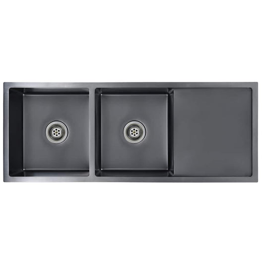 Lavello da Cucina Lavorato a Mano Nero in Acciaio Inoxcod mxl 105547