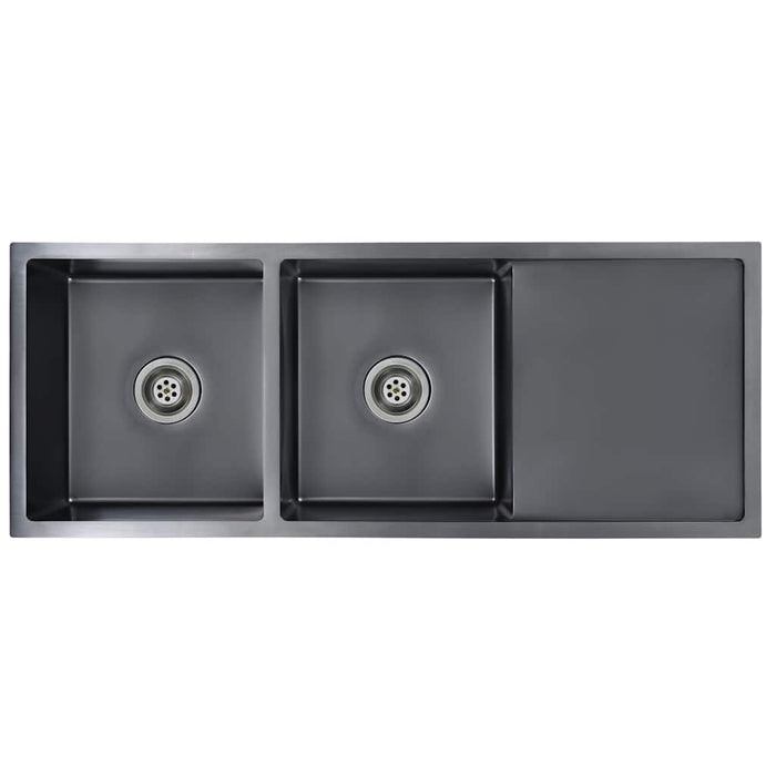 Lavello da Cucina Lavorato a Mano Nero in Acciaio Inoxcod mxl 105547