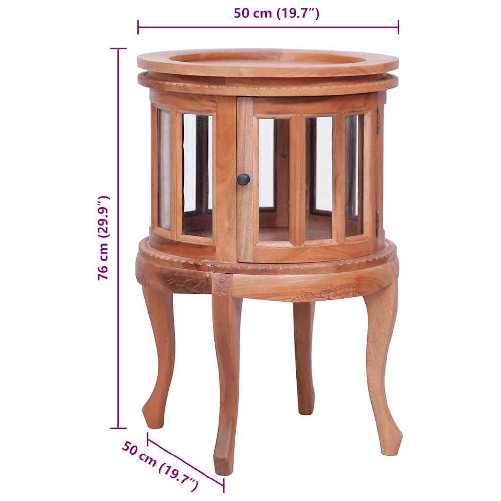 Mobile con Vetrina Naturale 50x50x76 cm in Mogano Massello 283844