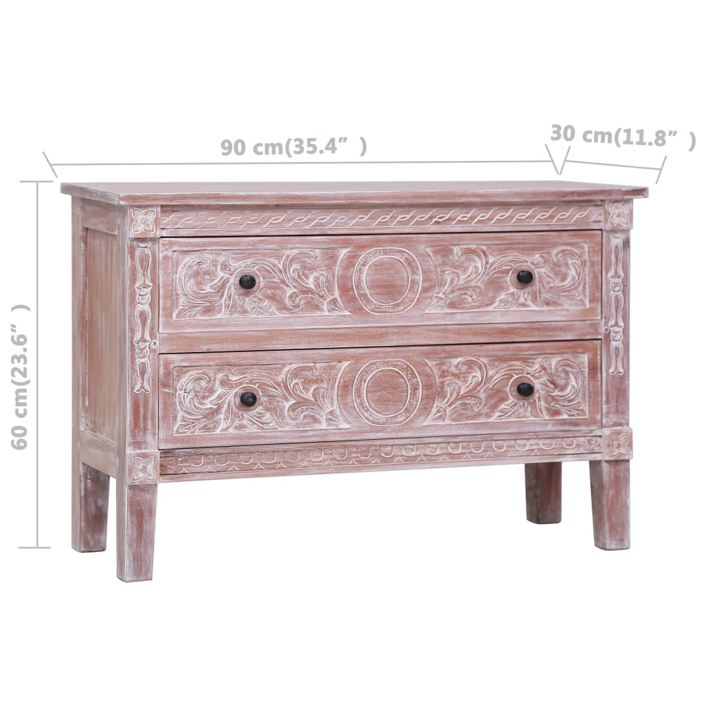 Credenza con 2 Cassetti 90x30x60 cm in Legno Massello di Mogano 283852