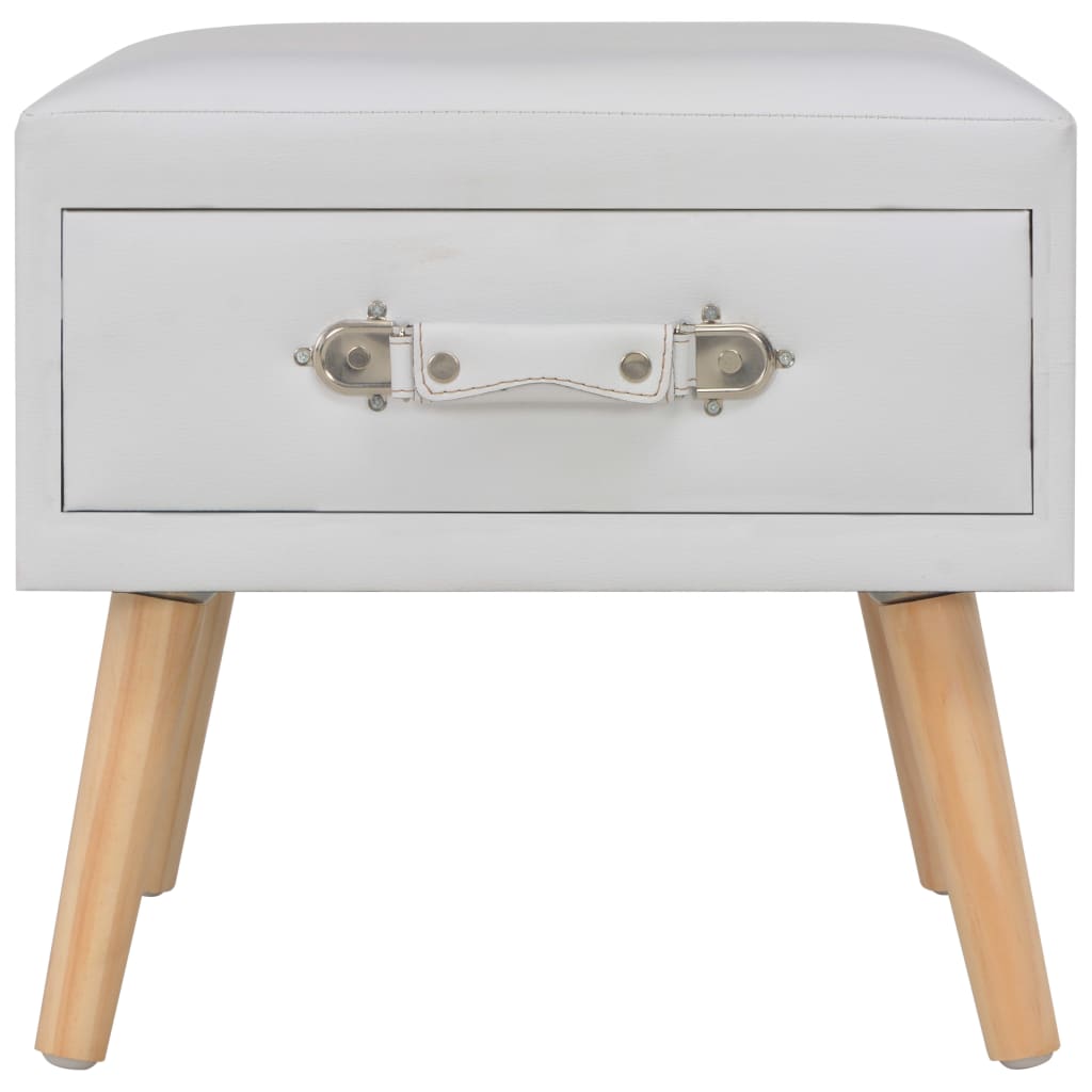 Comodini Bianchi 2 pz-Set di 2 Tavolino da notte 40x35x40 cm in Similpelle
