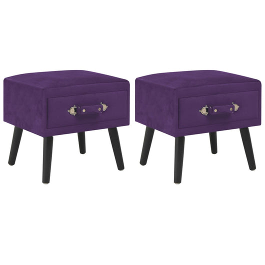 Comodini Viola Scuro 2 pz 40x35x40 cm in Velluto
