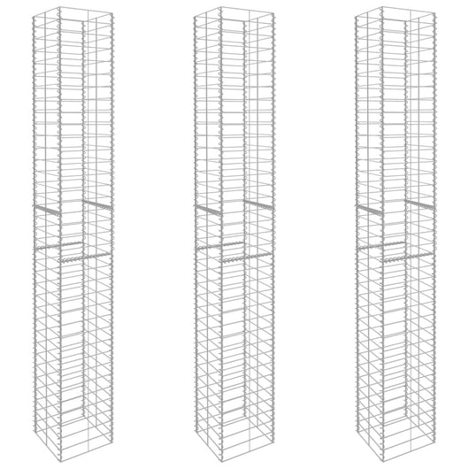 Gabbioni 3 pz in Acciaio Zincato 25x25x197 cm cod mxl 13699