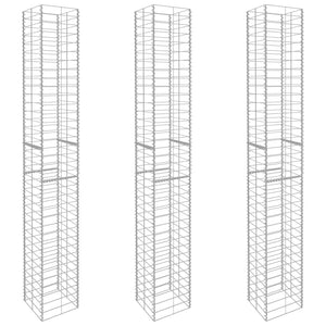 Gabbioni 3 pz in Acciaio Zincato 25x25x197 cm 145088
