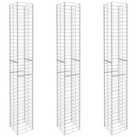 Gabbioni 3 pz in Acciaio Zincato 25x25x197 cm 145088