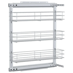 Cestino da Cucina in Rete a 3 Livelli-Scaffale per Cucina Argento 47x15,5x55,5 cm