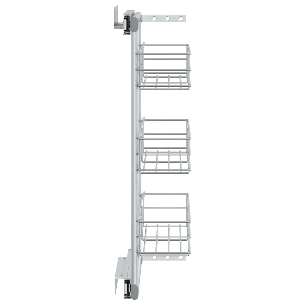 Cestino da Cucina in Rete a 3 Livelli-Scaffale per Cucina Argento 47x15,5x55,5 cm
