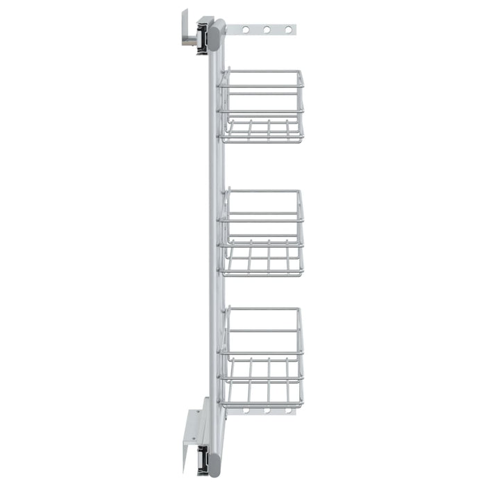 Cestino da Cucina in Rete a 3 Livelli-Scaffale per Cucina Argento 47x15,5x55,5 cm