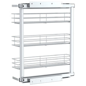 Cestino da Cucina in Rete a 3 Livelli-Scaffale per Cucina Argento 47x15,5x55,5 cm