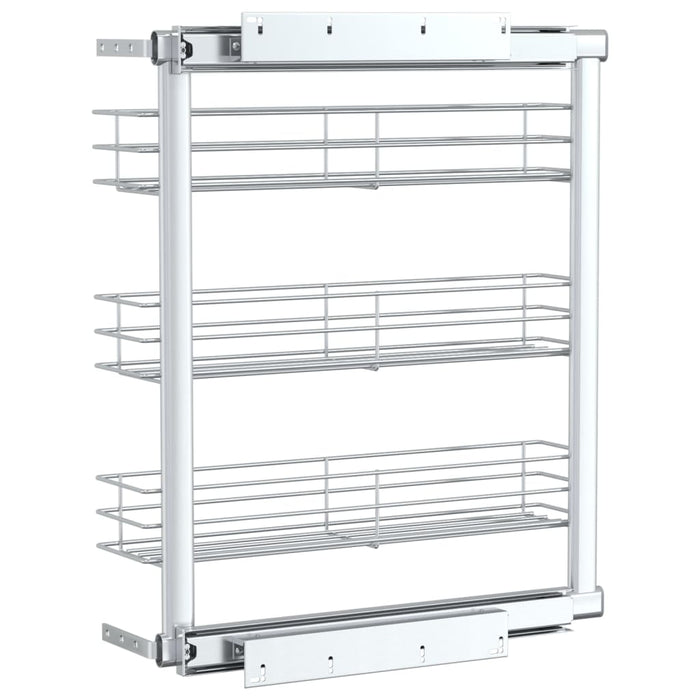 Cestino da Cucina in Rete a 3 Livelli-Scaffale per Cucina Argento 47x15,5x55,5 cm