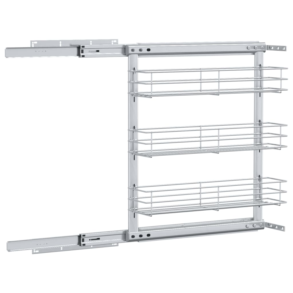 Cestino da Cucina in Rete a 3 Livelli-Scaffale per Cucina Argento 47x15,5x55,5 cm