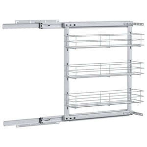 Cestino da Cucina in Rete a 3 Livelli-Scaffale per Cucina Argento 47x15,5x55,5 cm