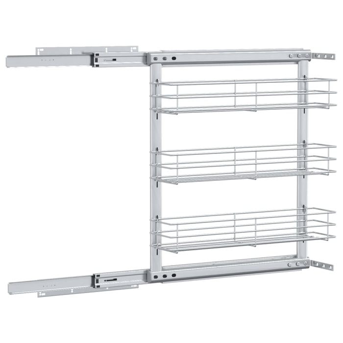 Cestino da Cucina in Rete a 3 Livelli-Scaffale per Cucina Argento 47x15,5x55,5 cm