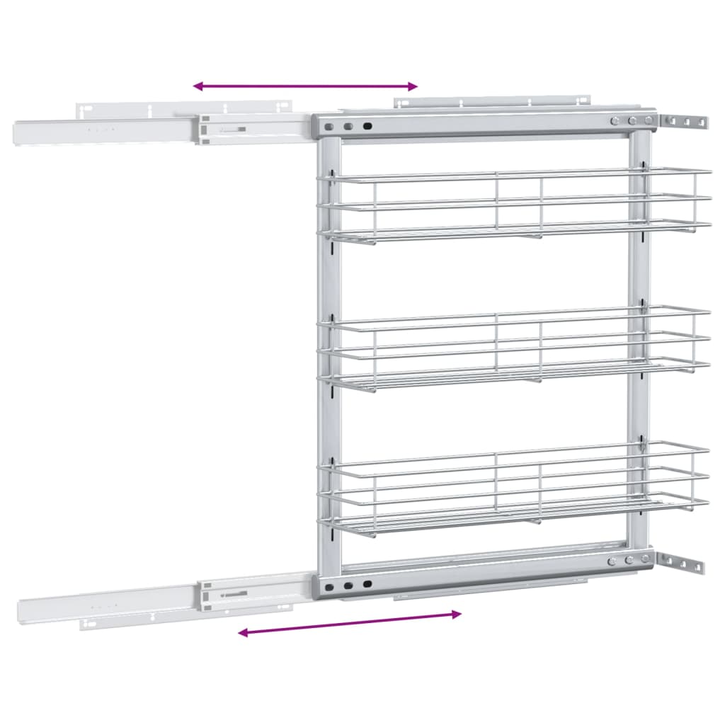 Cestino da Cucina in Rete a 3 Livelli-Scaffale per Cucina Argento 47x15,5x55,5 cm