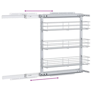 Cestino da Cucina in Rete a 3 Livelli-Scaffale per Cucina Argento 47x15,5x55,5 cm