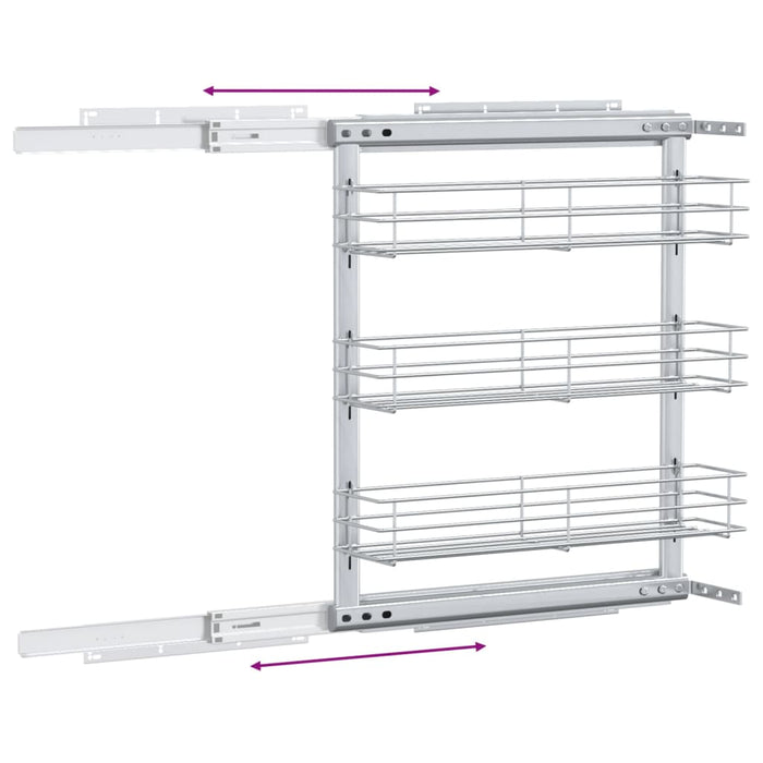 Cestino da Cucina in Rete a 3 Livelli-Scaffale per Cucina Argento 47x15,5x55,5 cm