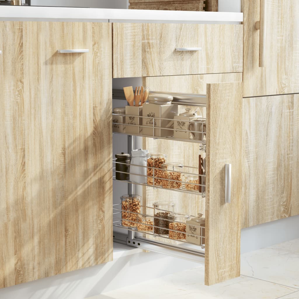 Cestino da Cucina in Rete a 3 Livelli-Scaffale per Cucina Argento 47x15,5x55,5 cm