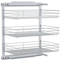 Cestino da Cucina in Rete a 3 Livelli-Scaffale per Cucina Argento 47x35x56 cm