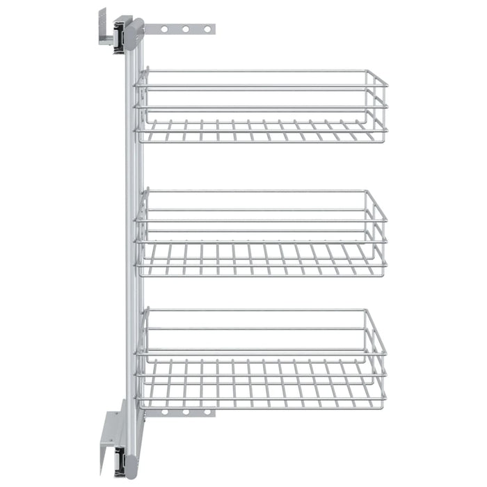 Cestino da Cucina in Rete a 3 Livelli-Scaffale per Cucina Argento 47x35x56 cm