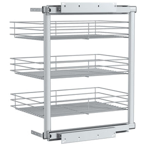 Cestino da Cucina in Rete a 3 Livelli-Scaffale per Cucina Argento 47x35x56 cm