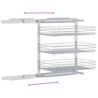 Cestino da Cucina in Rete a 3 Livelli-Scaffale per Cucina Argento 47x35x56 cm