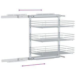Cestino da Cucina in Rete a 3 Livelli-Scaffale per Cucina Argento 47x35x56 cm