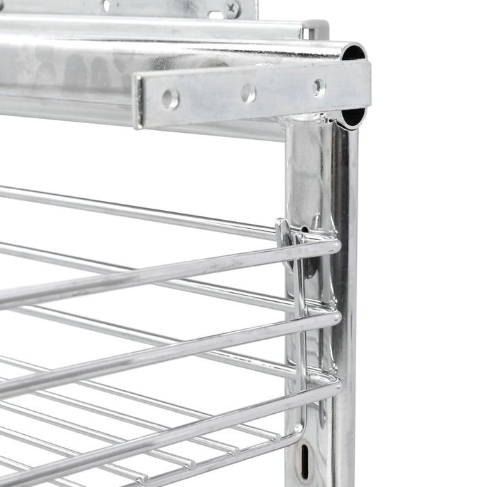 Cestino da Cucina in Rete a 3 Livelli-Scaffale per Cucina Argento 47x35x56 cm