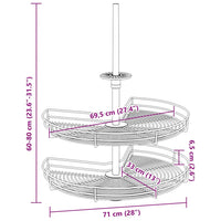 Cestello Metallico a 2 Livelli Argento Rotabile 270Â° 71x71x80cm cod mxl 66612