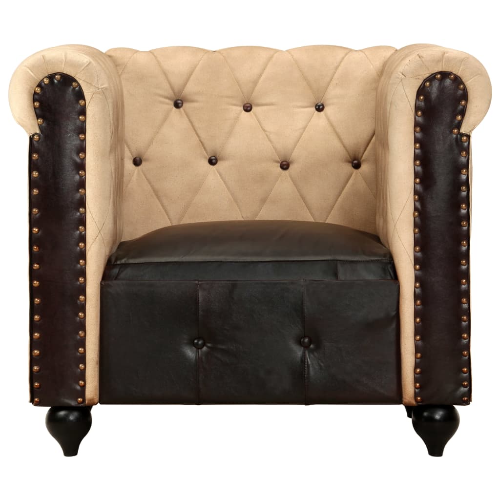 Poltrona Chesterfield Marrone in Vera Pelle 283753