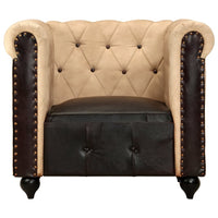 Poltrona Chesterfield Marrone in Vera Pelle 283753