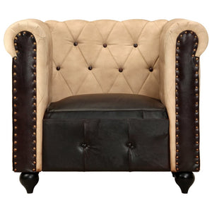 Poltrona Chesterfield Marrone in Vera Pelle 283753